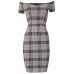 Tfnc Jane Check Off Shoulder Midi Dress