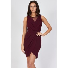 Tfnc Adele Plum Sheer Wrap Dress