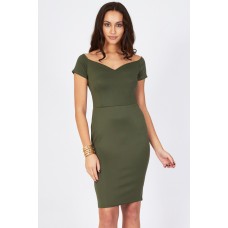 Tfnc Jane Khaki Off Shoulder Midi Dress