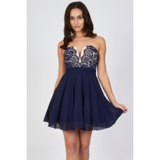Tfnc Vonnah Navy Lace Bandeau Dress