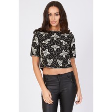 Lace & Beads Flower Top