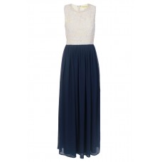 Lace & Beads Embellished Navy Maxi Dress