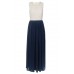 Lace & Beads Embellished Navy Maxi Dress