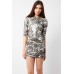Tfnc Paris Silver Flower Sequin Dress