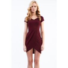Tfnc Carel Ox Blood Off Shoulder Textured Dress