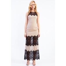 Lace & Beads Flicity Beige Maxi Dress