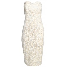 Tfnc Halo Swirl White Bodycon Midi Dress