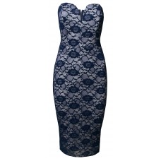 Tfnc Halo Blue Lace Midi Dress