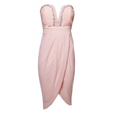 Tfnc Phoebe Coral Bandeau Midi Dress