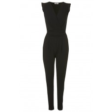 Walg Pleated Sleeve Black Jumpsuit
