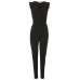 Walg Pleated Sleeve Black Jumpsuit