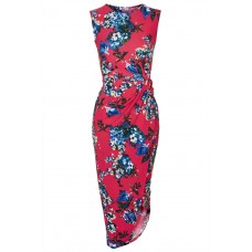 Walg Knot Tie Floral Coral Dress