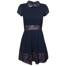 Walg Floral Contrast Navy Dress