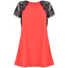 Tfnc Lava Red Lace Swing Dress