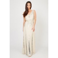 Lace & Beads Virginia Nude Maxi Dress