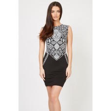 Tfnc Bea Aztec Black Bodycon Dress