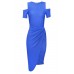 Walg Cut Out Knot Tie Blue Dress