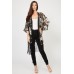 Tfnc Floral Black Fringe Kimono
