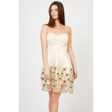 Tfnc Lila Flowers Gold Dress