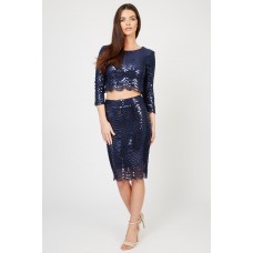 Tfnc Scallop Sequin Navy Skirt