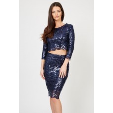 Tfnc Scallop Sequin Navy Top