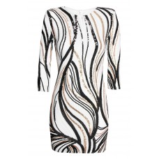 Tfnc Paris Print White Sequin Dress
