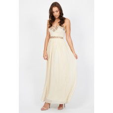 Lace & Beads Melissa Cream Maxi Dress
