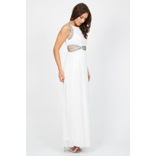 Tfnc Malaga White Maxi Embellished Cut Out Dress