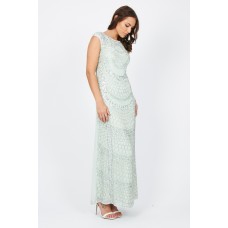 Lace & Beads Teardrop Mint Maxi Dress