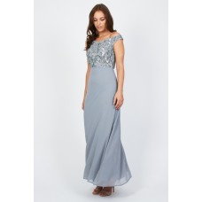 Lace & Beads Tender Blue Maxi Dress
