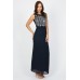 Lace & Beads Flair Navy Maxi Dress