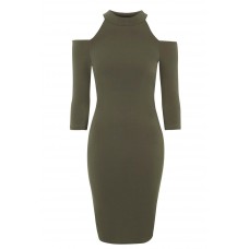 Walg Cut Out Khaki Bodycon Dress