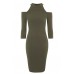 Walg Cut Out Khaki Bodycon Dress
