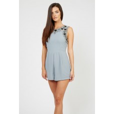 Lace & Beads Beckie Blue Embellished Playsuit