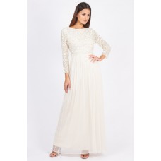 Lace & Beads Elle Nude Maxi Dress