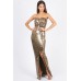 Tfnc Britania Gold Sequin Maxi Dress