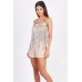 Lace & Beads Dangle Beige Playsuit