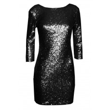 Tfnc Paris V Back Black Sequin Dress