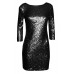 Tfnc Paris V Back Black Sequin Dress
