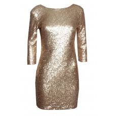 Tfnc Paris V Back Gold Sequin Dress