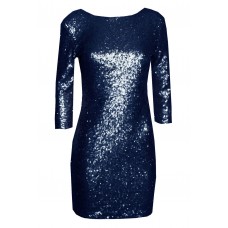 Tfnc Paris V Back Navy Sequin Dress