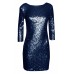Tfnc Paris V Back Navy Sequin Dress