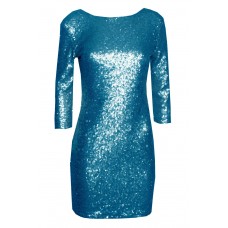Tfnc Paris V Back Aqua Sequin Dress