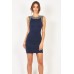 Lace & Beads Becky Bodycon Navy Embellished Dress