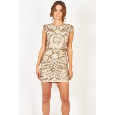 Lace & Beads Malta Nude Embellished Dress