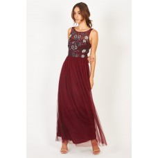Lace & Beads Hannah Wine Maxi Dress