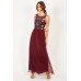 Lace & Beads Hannah Wine Maxi Dress