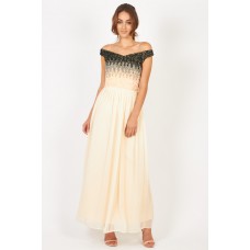Lace & Beads Jenny Cream Maxi Dress