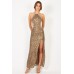 Tfnc Cahya Gold Sequin Maxi Dress