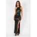 Tfnc Cahya Black Sequin Maxi Dress